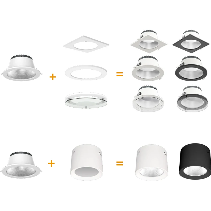 European Standard New Style 10w 20w 35w 100lm/W Square 3CCT Dimmable Recessed Led Downlight All In One Down Light