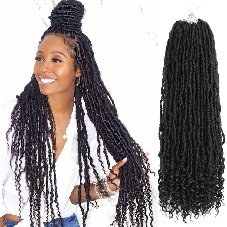 30inch Goddess Locs Crochet Hair Pre Looped Soft Boho Goddess Nu Loc Synthetic Braids Hair Extensions Wholesale