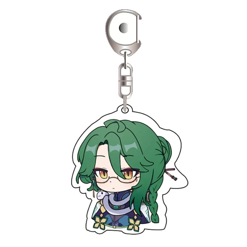 Genshin Impact Game Figures Baizhu Qiqi Keychain Acrylic Characters Pendant Keyring Cospaly Collection KeyChain Jewelry Fan Gift