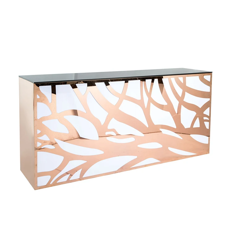 Wholesale wedding furniture gold stainless steel with marble bars counter table