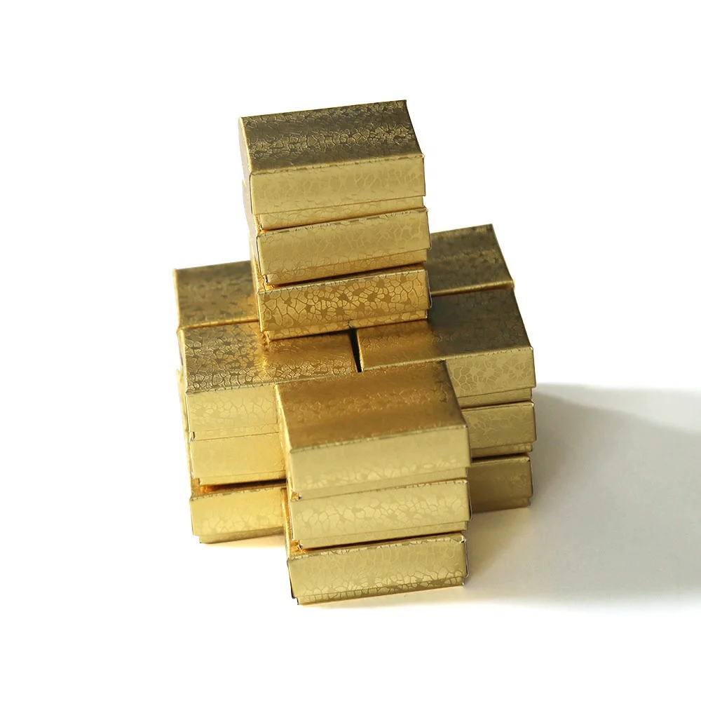 Size Z#10 Small Paper Gold Foil Jewelry Box 4.72x3.12x1.55cm for Ring Storage Wholesale Cardboard Gift Box for Ring and Jewelry