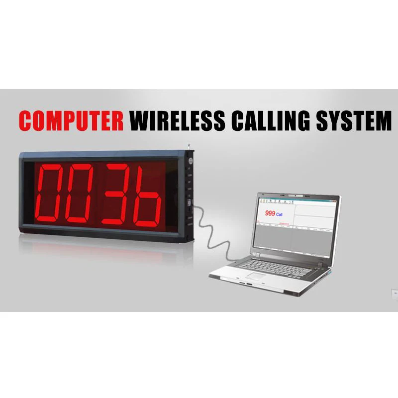 Four-Digit Display Receiver Host Voice Reporting Broadcast for Wireless Restaurant Waiter Calling System 433.92MHz