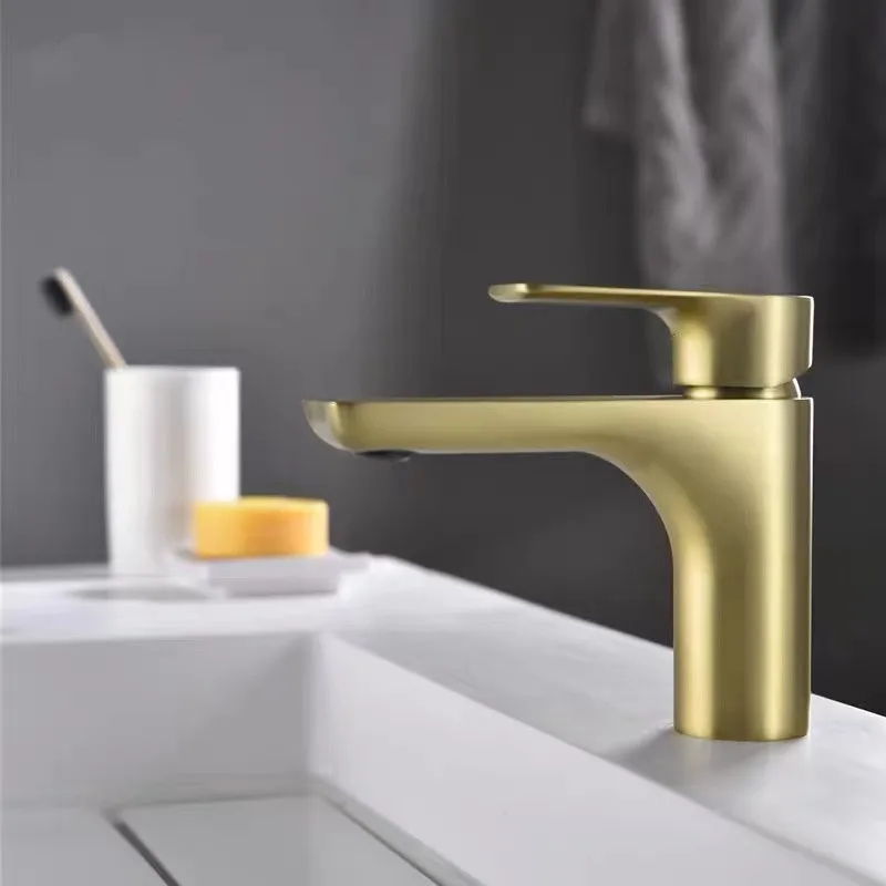 Luxury 5 Stars Hotel Standard Mixer Stainless Steel Tap Countertop Brush Gold Wash Basin Lavabo Faucet For Bathroom