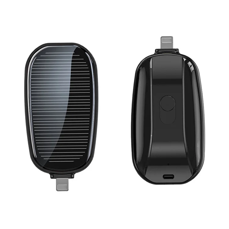 Wholesale Charger Mini Ultra Slim Portable Girl Car Key Ring Power Bank Porte cle 1200mah Type C Solar Power Bank For Iphone