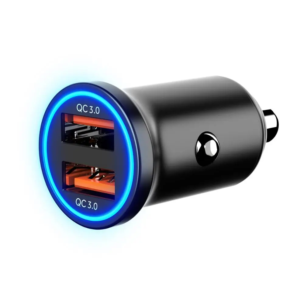  IBD двойной QC3.0 Usb Автомобильное зарядное устройство для мобильных телефонов из цинкового сплава цинковый сплав 36 Вт Быстрая зарядка зарядного устройства смарт-розетка со светодиодной