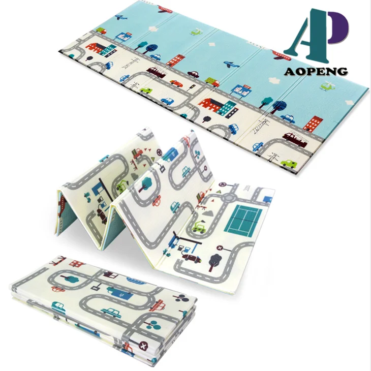 Двусторонний складной коврик для ползания XPE детский игровой в тренажерном зале