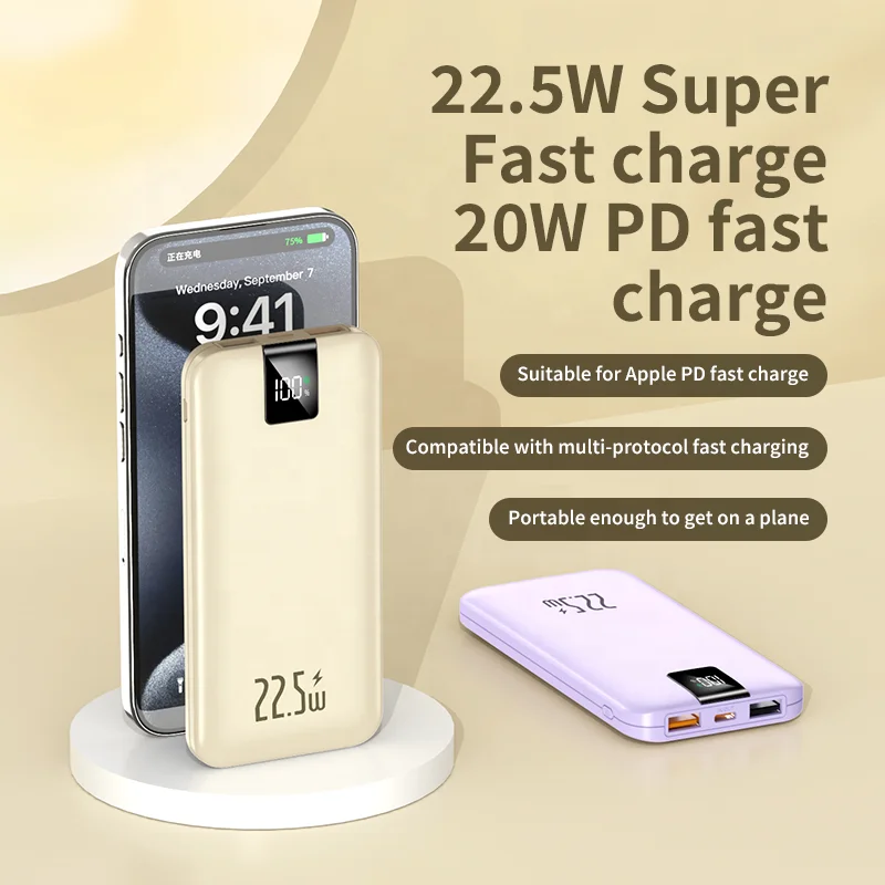 OEM logo 22.5wPD fast charging power bank for iphone 10000mah portable power banks new product ideas 2024 electronics power bank