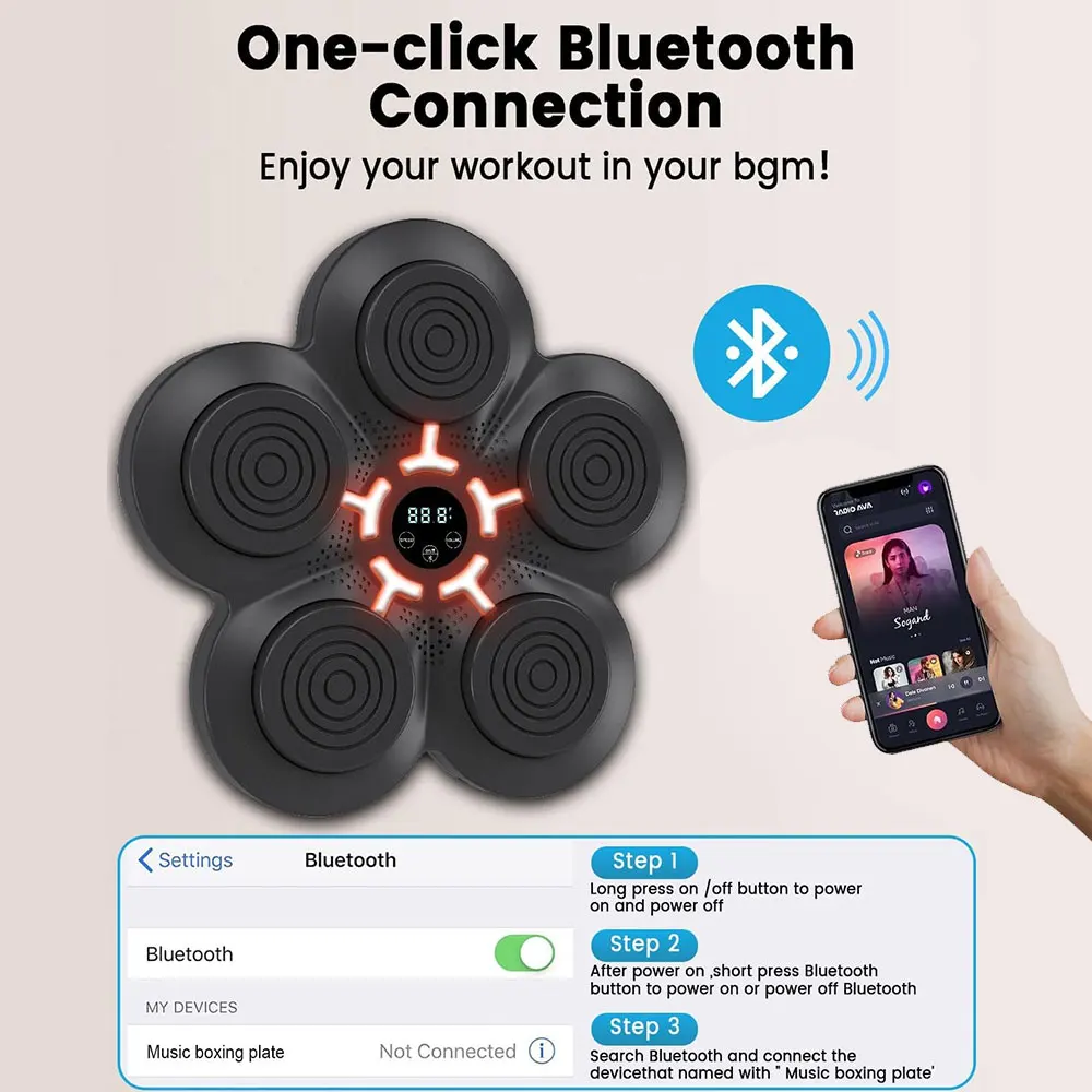 New Original Electronic Wireless Home Led Target Wall Mounted With Boxing Glove One Punch Training Smart Music Boxing Machine
