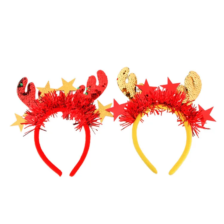
Christmas Headband Elk Antler Shape Animal Head Buckle Star Xmas Decoration 