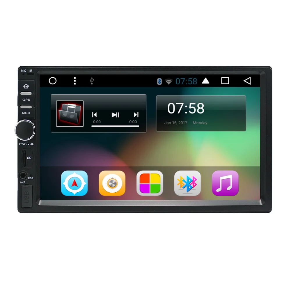 7 Inch Touch Screen High Definition 1024 x 600 pixel Android 2Din Multimedia Player GPS Navigation Car Radio
