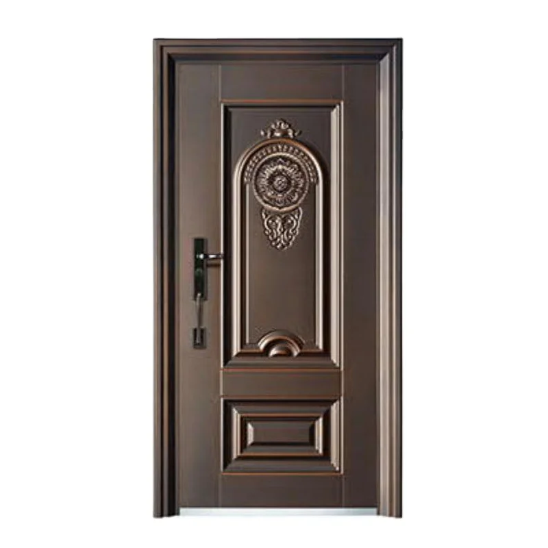 BOWDEU DOORS German high-end security steel doors main entrance front entry imitate bronze brass material home
