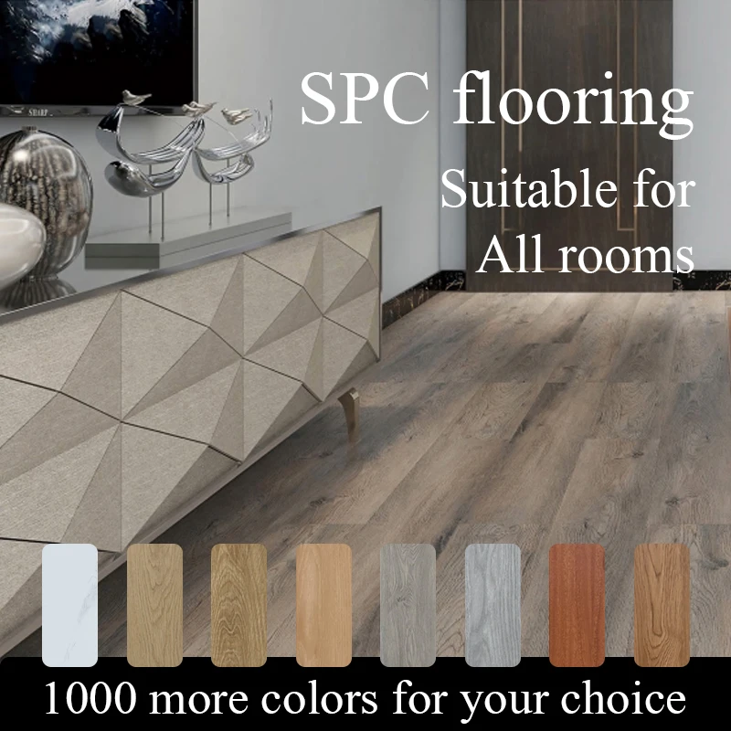 Apolloxy 3mm 4mm 5mm Plastic Floor Interlock Waterproof Rustic Marble Wooden Color SPC Flooring