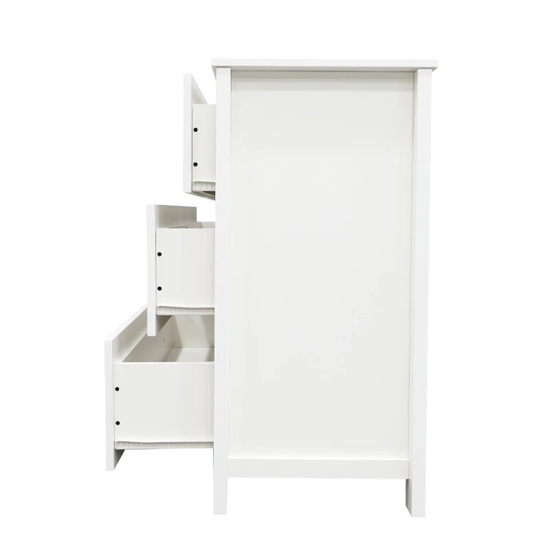 Dresser for Bedroom, Classic Style 3 Tier 4 Drawer Chest Cabinet Furniture of Home, White