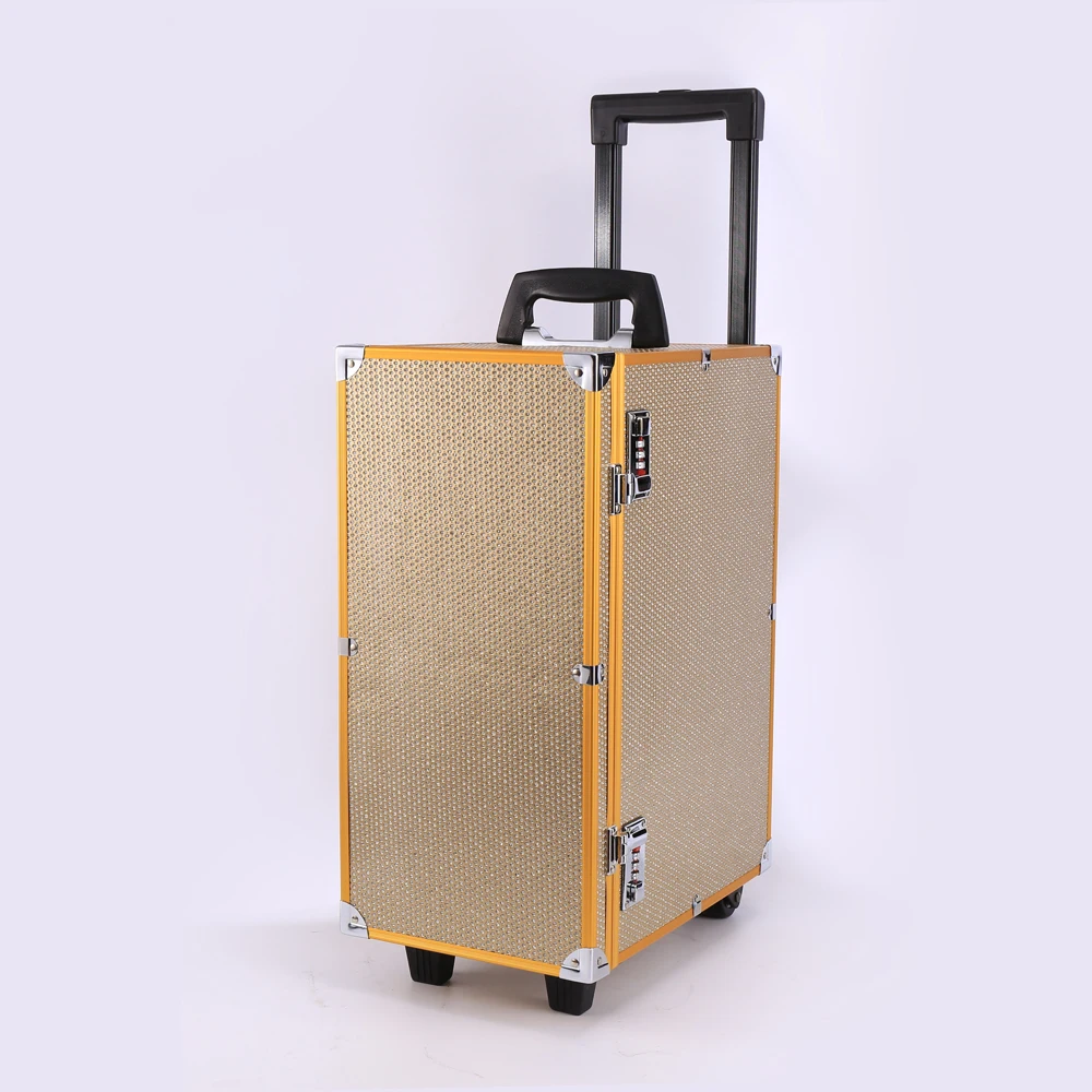 Вращающийся футляр для ювелирных изделий с лотками, футляр для ювелирных изделий на колесиках для продавца с ящиками, алюминиевый футляр для ювелирных изделий с колесиками