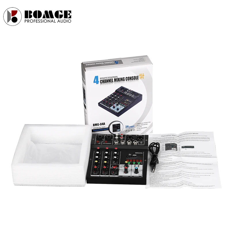 BMG 24 DSP usb blueteeth sound audio mixer audio mixing console 5V power supply by usb buses and mobile charger