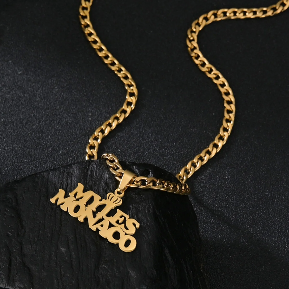 Baseball Women Men Couple Fashion Charm Name Cuban Necklace Stainless Steel Personalised Jewelry Pendants For Necklace