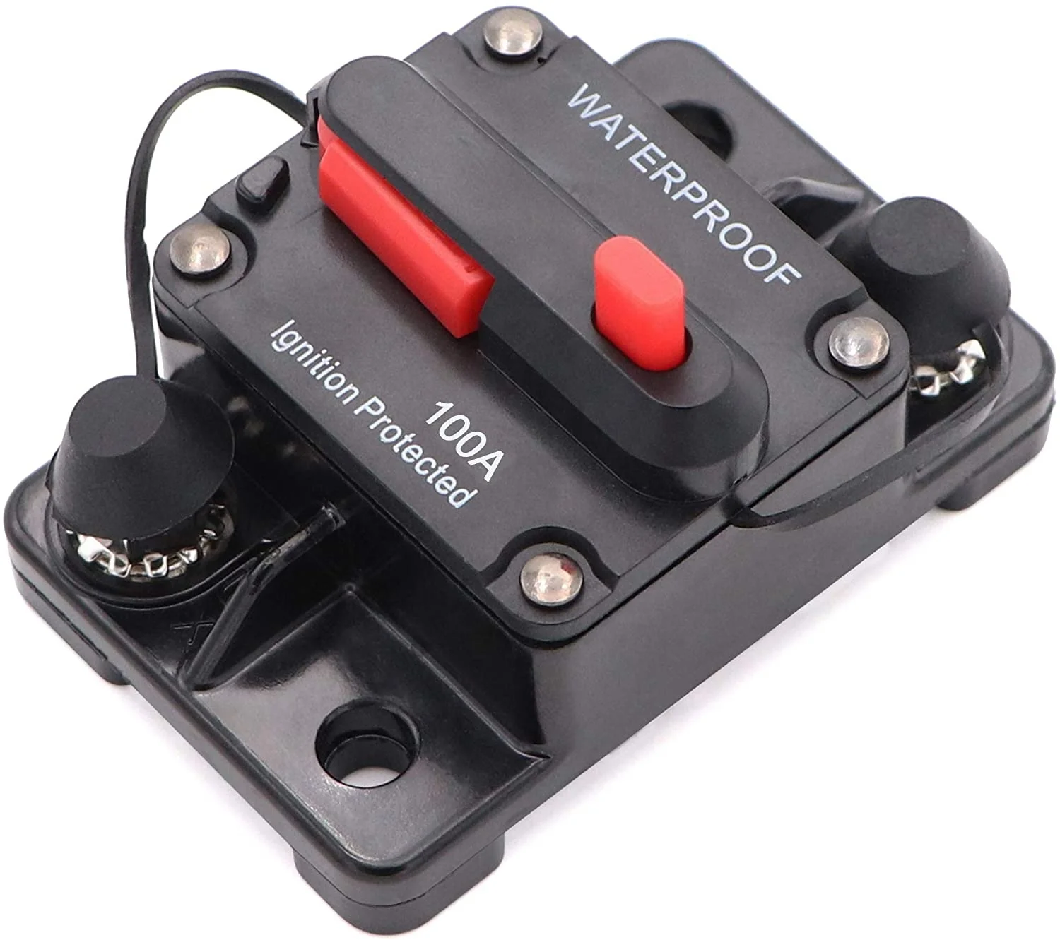 12V-48V DC Waterproof Surface Mount, 100 Amp Circuit Breaker with Manual Reset for Car Audio Marine Boat Truck Trolling Motors