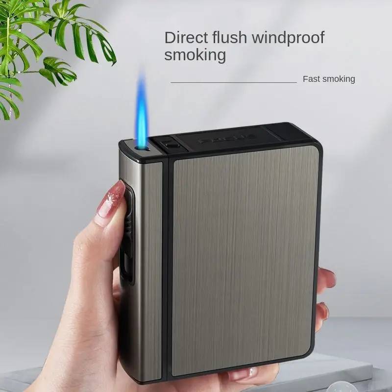 Wholesale metal lighter smoking set Cigarette Box With Gas Lighter Pocket Cigarette Case Box
