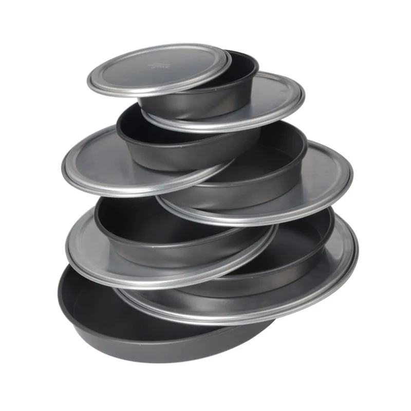 6-12 Inch Aluminum Round non stick Pizza Pan Kitchen Bakeware Plate Tray Deep Baking Dish pizza tray with Lid