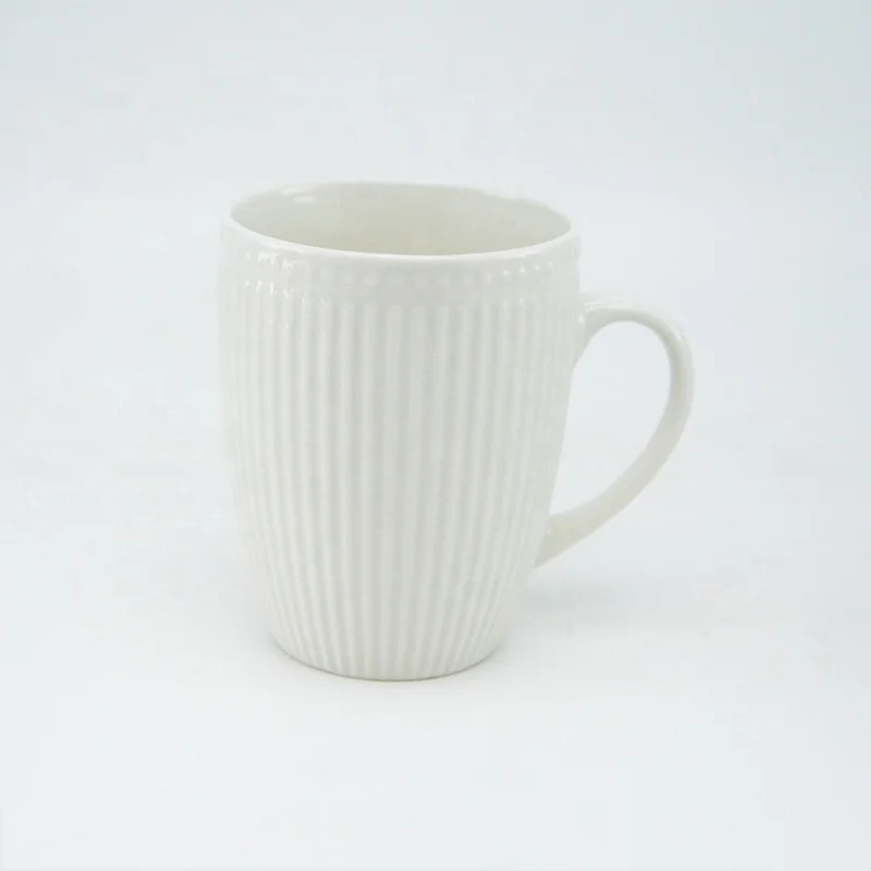 China Manufactures Ceramic Mug Cheap Plain White Ceramic Embossed Coffee Cups Mug