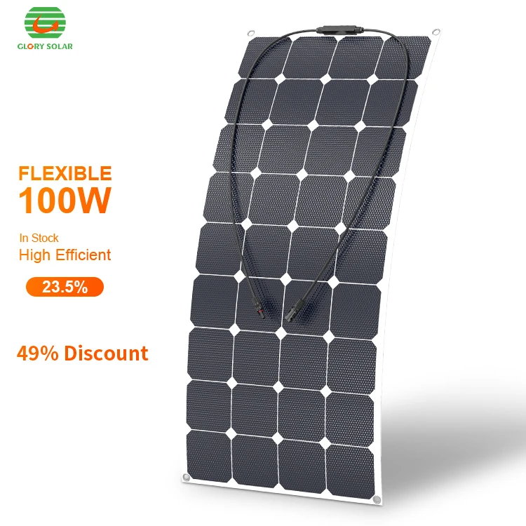 50% off flexible solar panel 100W 18v sunpower flexible solar panels technology for RV boat yacht power generator station supply