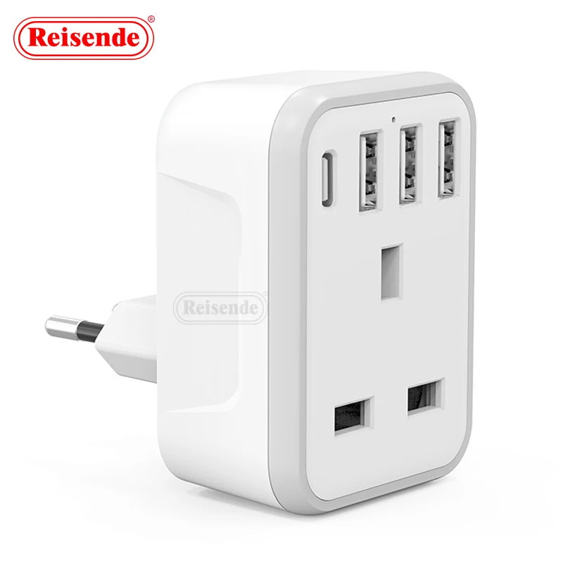 Smart Usb C Plug UK To EU Travel Plug 220 -250 Volts Power Adapter Usb To Type c Uk Plug