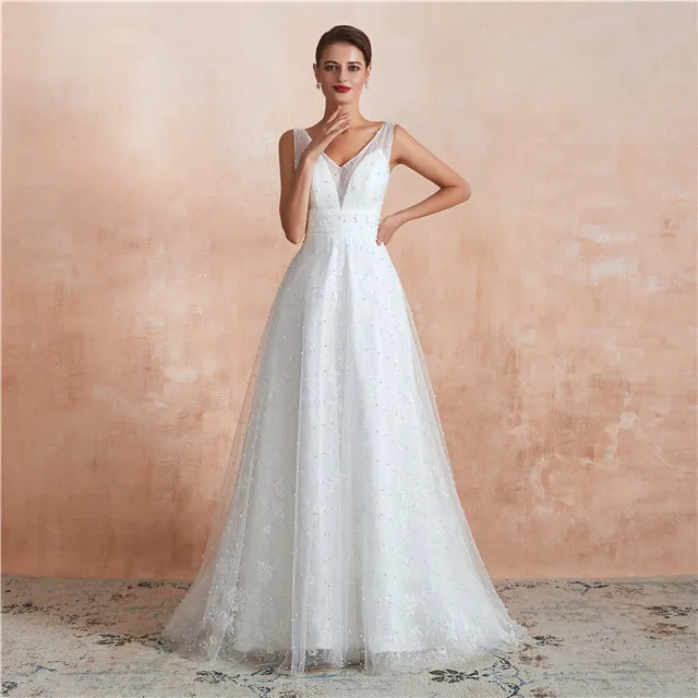 Brand new dresses for guest crystal boho wedding dress with great price