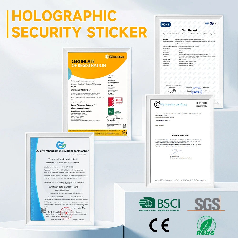Custom 3d Logo Transparent Holographic Foil Overlay Void Security Hologram Label Sticker