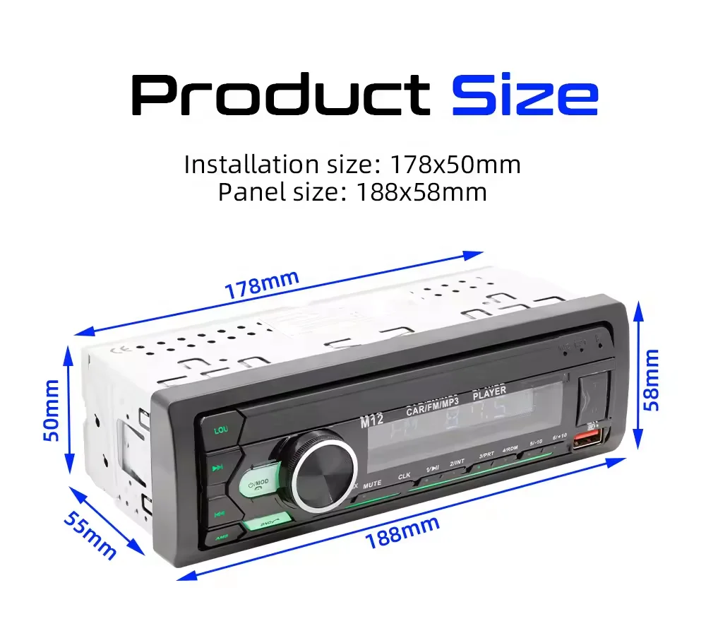 Модель M12 автомобильное радио 1 din BT USB FM TF пульт дистанционного управления один цвет LCD Автомобильный MP3-плеер автомобильный стерео mp3-плееры