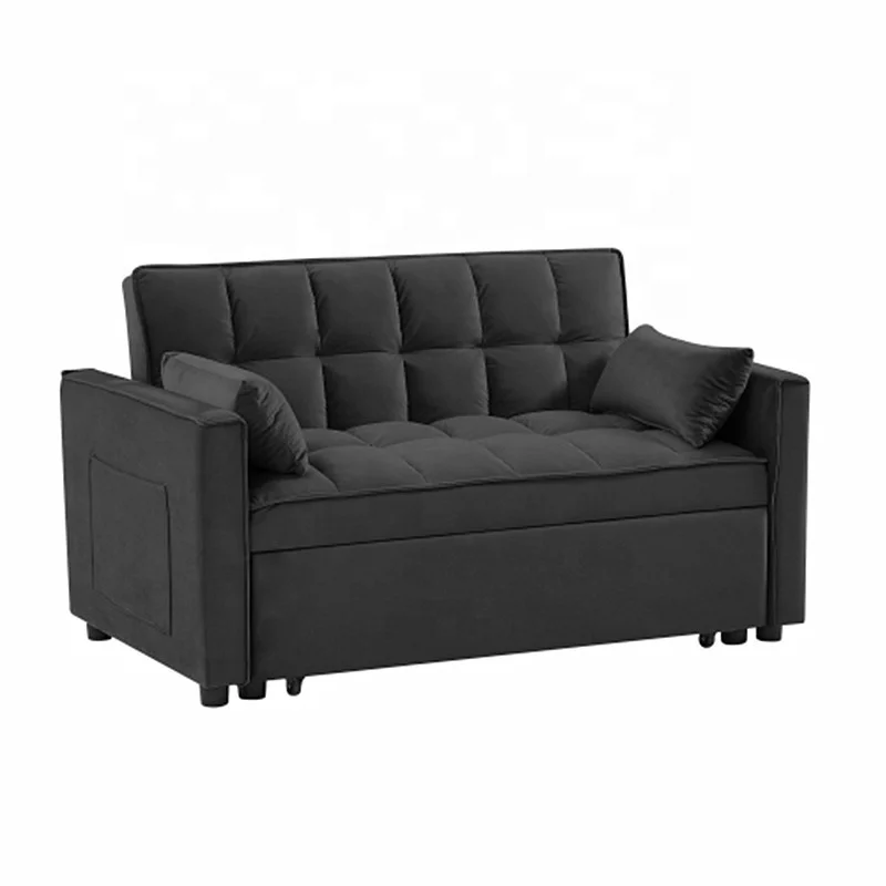 Modern Living Room Foldable 2 Seaters Double Folding Sofa Cum Bed Pull out Convertible Sleeping Couch Sofa Bed with Armchair