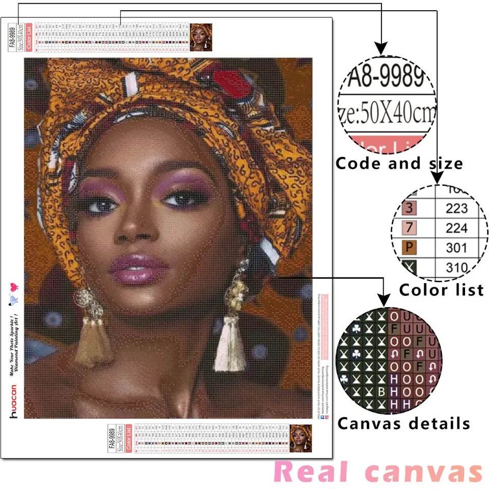 5d Diamond Art Painting Black woman wholesale diamond Mosaic Full diamond portrait African mural