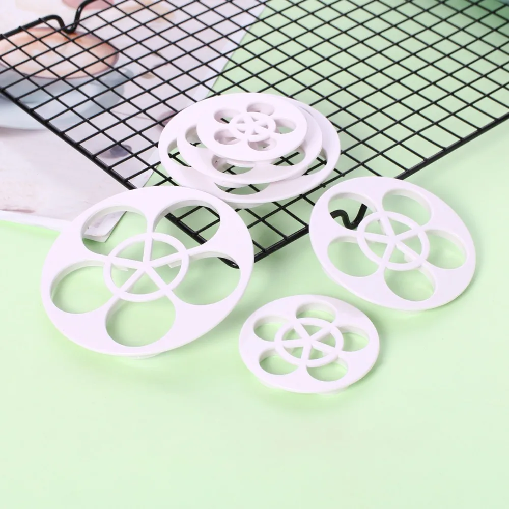 6Pcs/Set Rose Flower Cake Cookie Cutter Mold Fondant Easiest Rose Flower Making Plum Biscuit Mould DIY Baking Tools