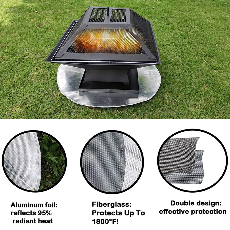 Customized Round BBQ Grill Accessories 35 Inch Fireproof Grill Mat Carpet Fireproof Fire Pit Ember Mat For Fire Pit