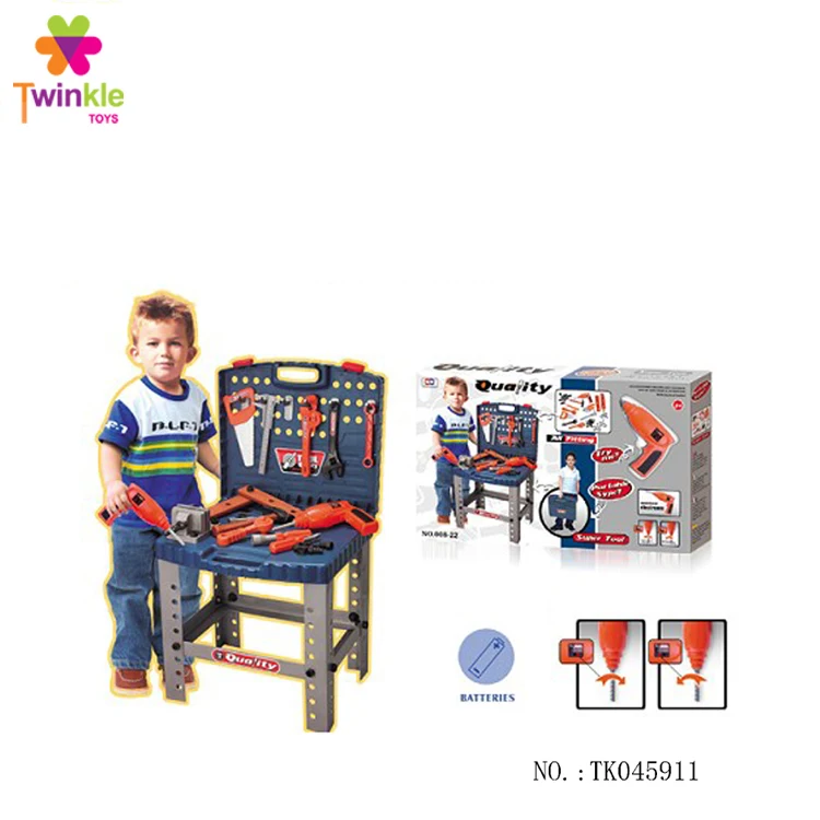 Kids plastic tool toy mechanic tool box set