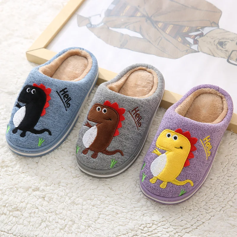 High Quality Cute Cotton Slippers Indoor Comfortable Kids Flat Soft Sole Casual Shoes Winter Warm Non-slip Slides for Boys Girls