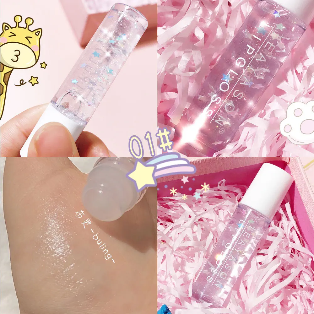 
OEM lipstick partner Moisturizing Lip Oil Transparent Lip Gloss Anti Dry Cleaner Colorless Glitter Lip Pearlescent White Primer 