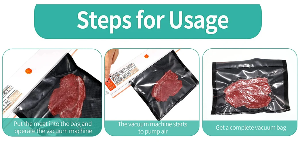 Goods In Stock Food Grade One Side Transparent Black Vacuum Seal Bags