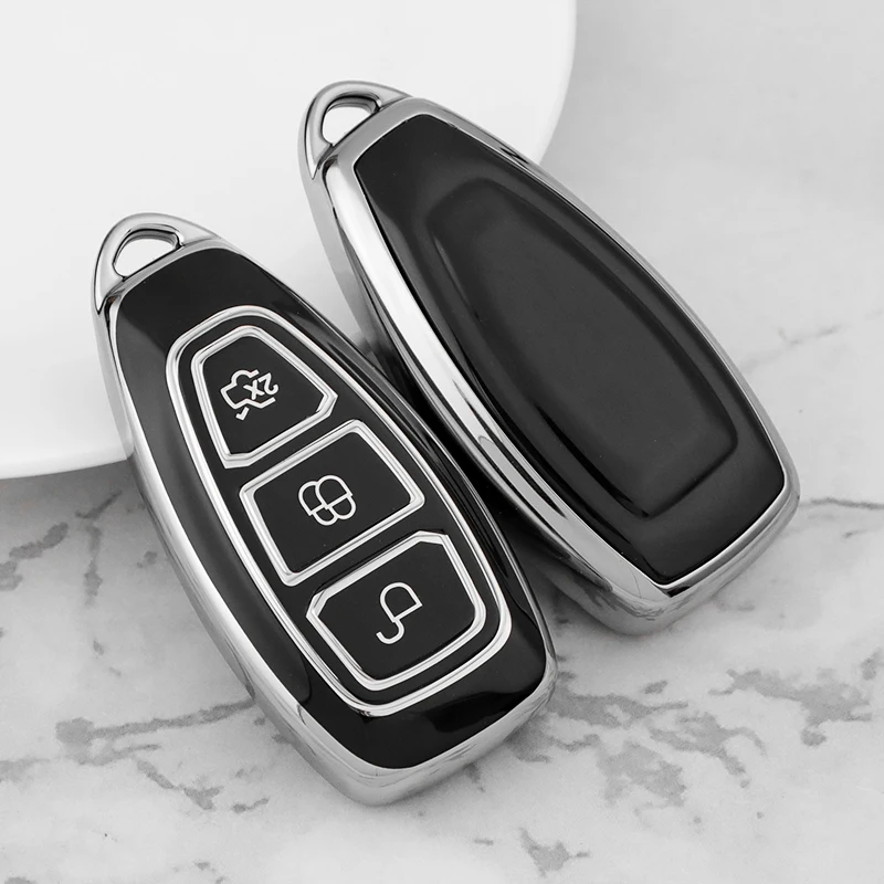 TPU Car Key Case Cover for Ford Ranger C-Max S-Max Focus Galaxy Mondeo Transit Tourneo Custom Auto Key Holder Keychain