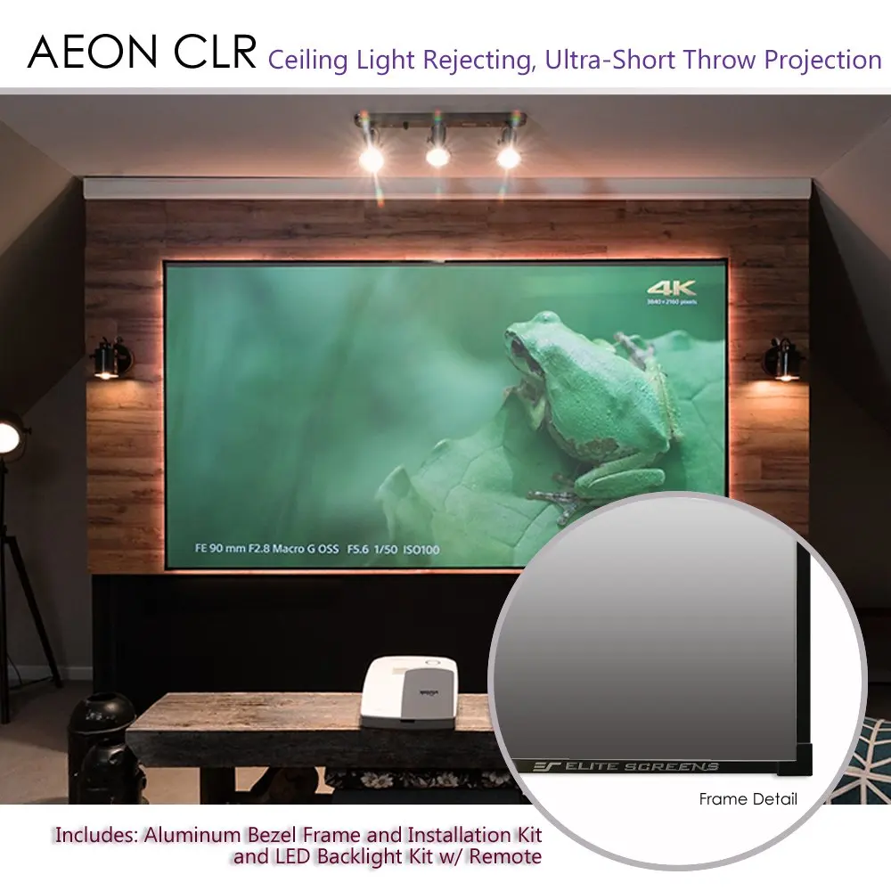 Fixed Frame Ultra Short Throw Projection Ambient Light Rejecting Projector Display Screen