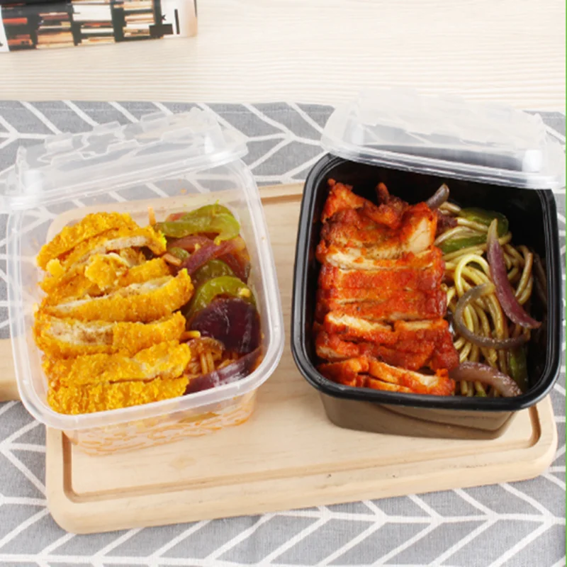 Food Grade Square Disposable Plastic Packing Box Square Reusable Meal Prep Pp Plastic Bento Lunch Box