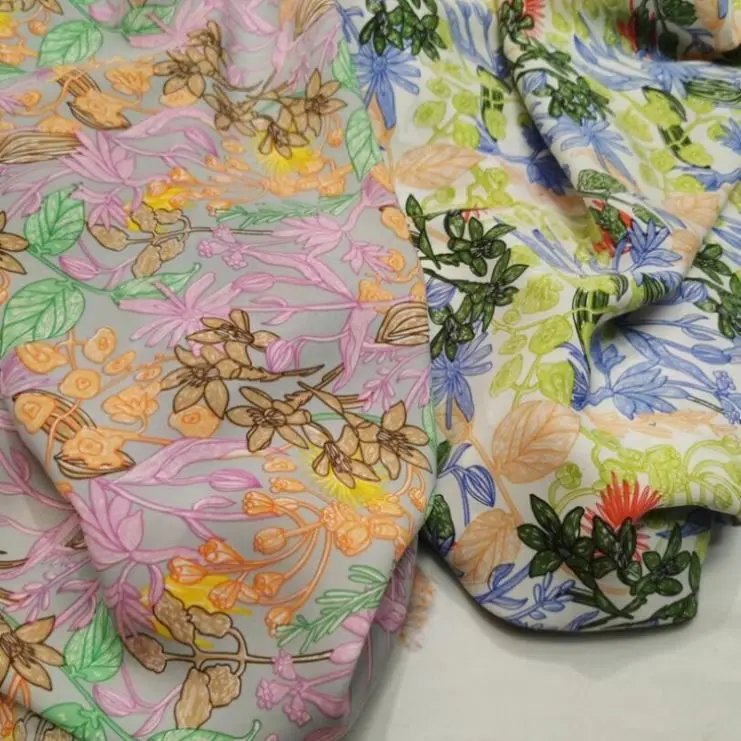 
Best selling latest style crinkel digital printed chiffon moss crepe fabric for sewing 