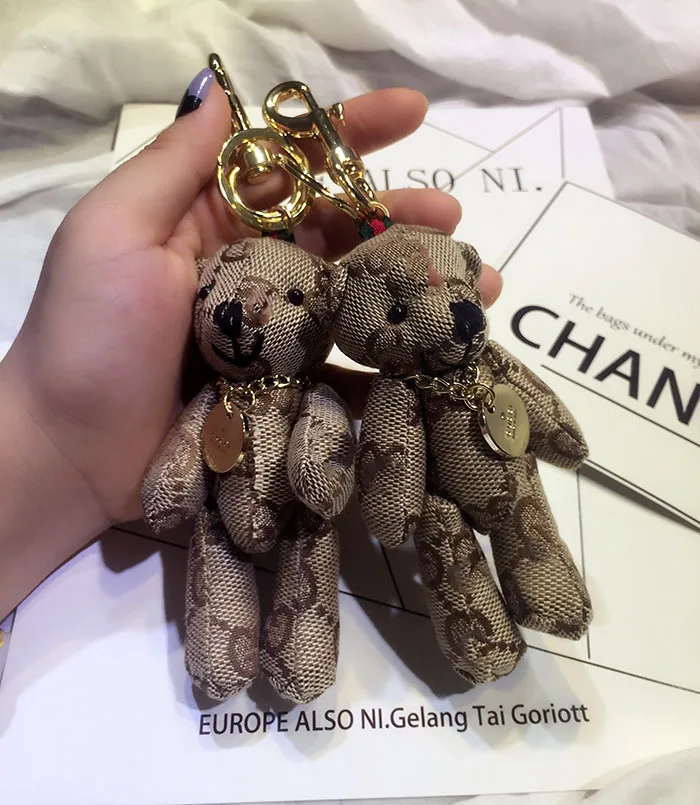 
Creative Cute Cartoon Cloth Bear Key Chain Pendant Korean Fashion Couple Key Chain Bag Accessories 