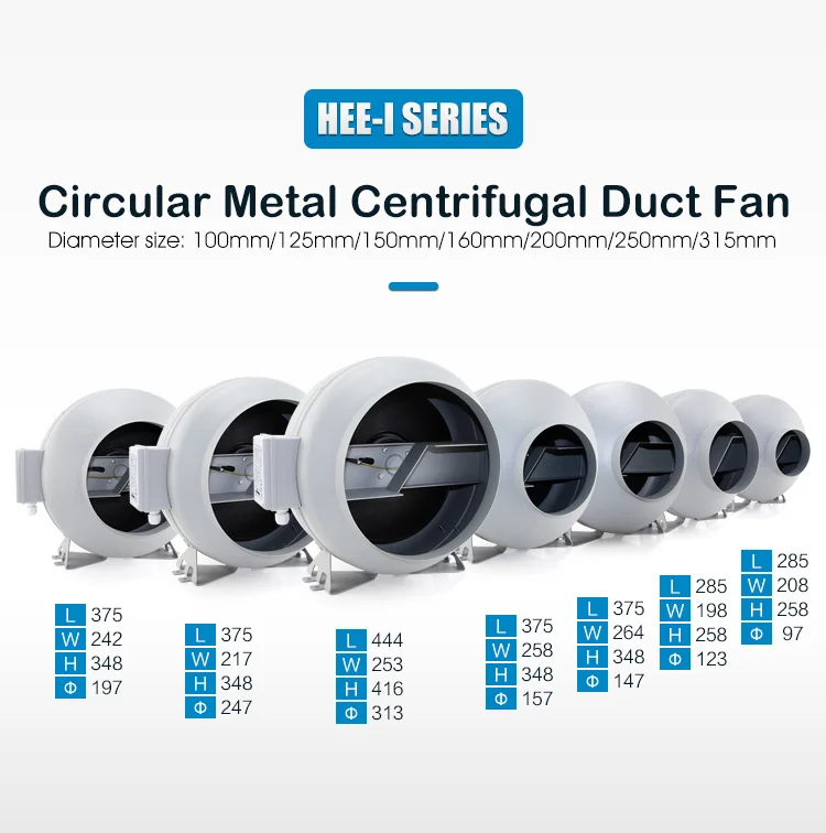 Fan manufacture custom high air pressure metal iron centrifugal fans exhaust duct fan blower for hydroponics