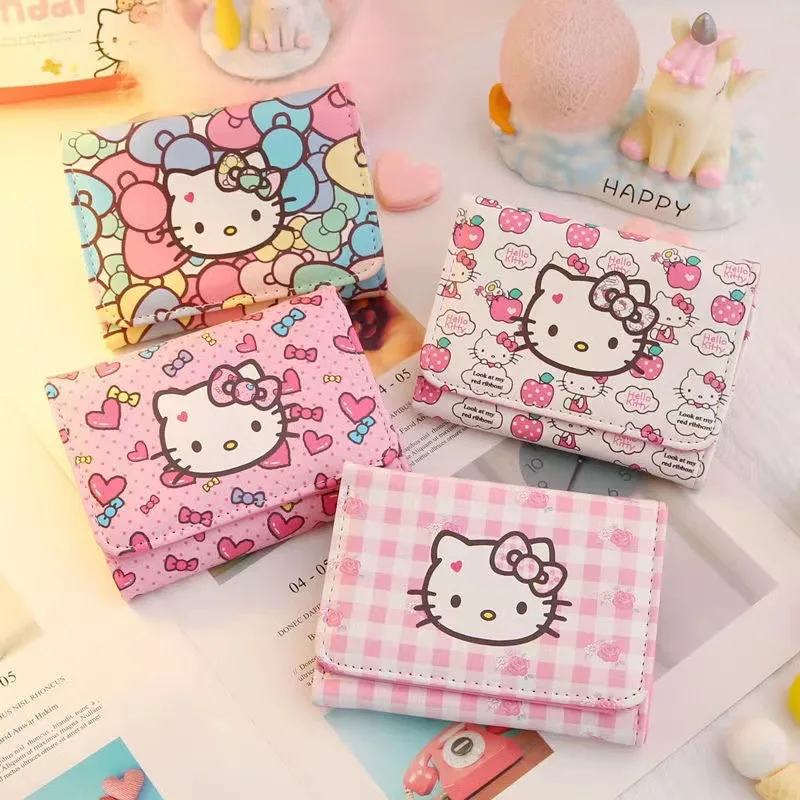 Kitty Short Women Wallets Zipper Purse Luxury Trendy Girls Coin Purse Cute Card Holder PU Leather Wallets