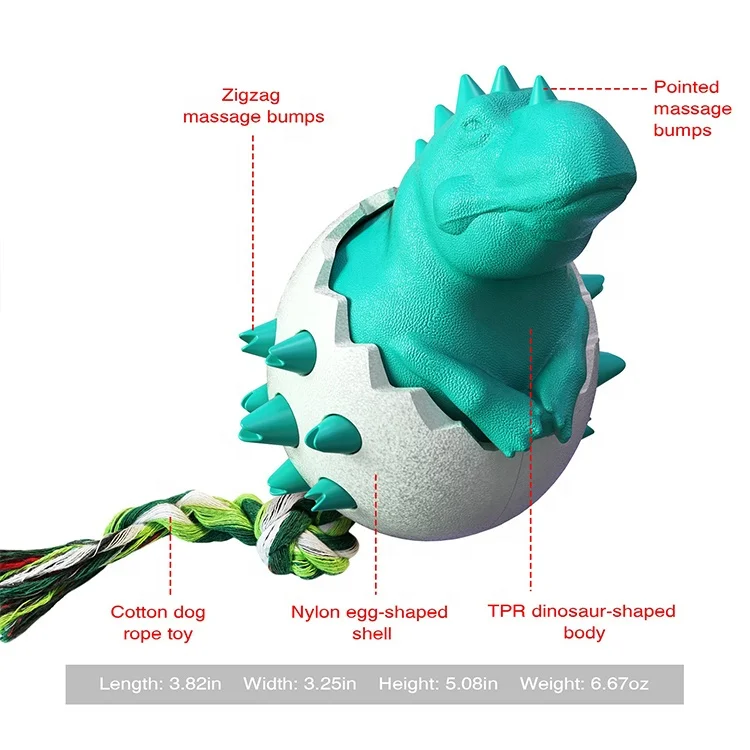 Dinosaur egg pet toy toothbrush resistant silicone plastic dog chew toy