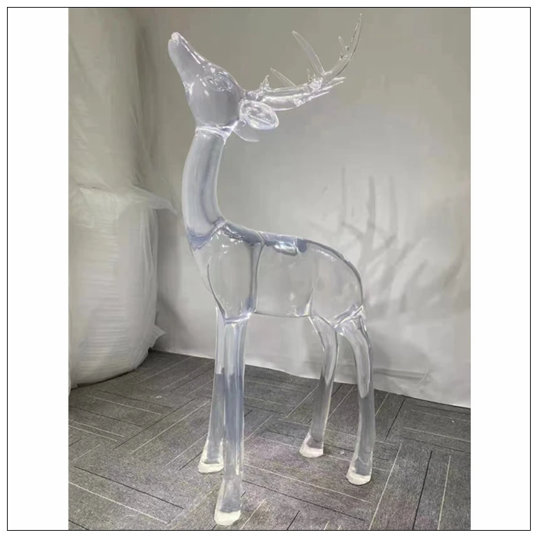 Transparent crystal handicraft sculpture customization Transparent resin ornaments for sale Hotel villa transparent animal deer
