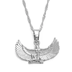 Fab Egyptian Goddess Necklace Silver Color/Gold Color Wing Chains Ankh Bib Wicca Pagan Jewelry Egypt Religion #220206