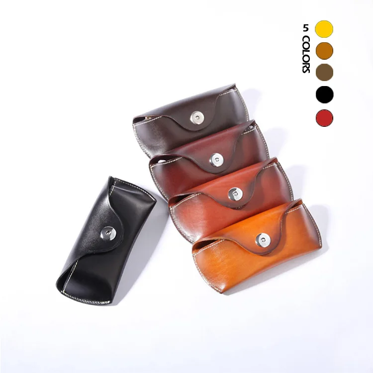 Vintage Handmade Cow Leather Eye Glasses Box Bag for Eyeglass Causal Jeans Belt Glasses Case Sunglasses Protector Case