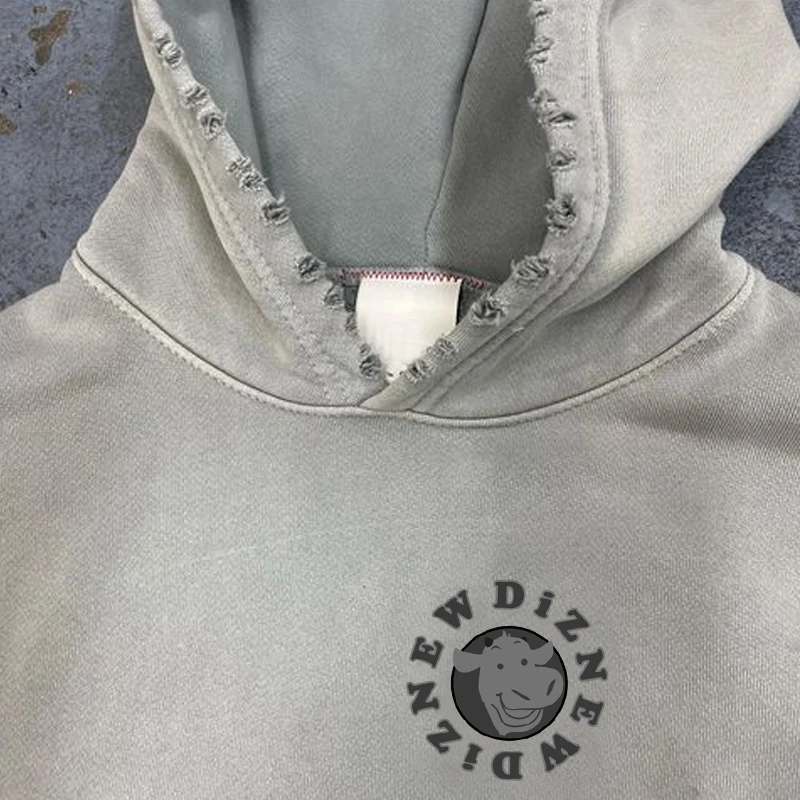 DiZNEW hoodies Custom oversized retro wash old 450 gsm hoodie with your logo