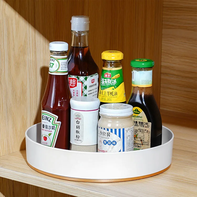 multi purpose utility kitchen countertop turntable spice rack white round rotating storage tray